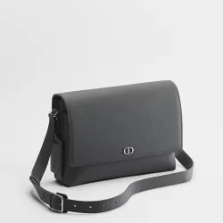 Dior CD Icon Gray Leather Messenger Bag 93937 #B66145