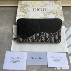 Saddle Zipped Long Wallet Black Grained Calfskin #B49987