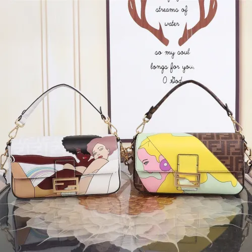 Fendi Baguette Artist Print Canvas Shoulder Bag 27x15x6cm #B64992