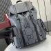 GG jumbo large backpack in grey and black GG leather #B50314