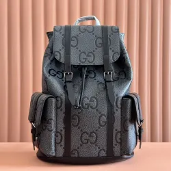 Gucci 625770 GG Flap Backpack Grey Jacquard Drawstring Rucksack #A67480