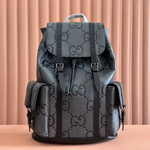Gucci 625770 GG Flap Backpack Grey Jacquard Drawstring Rucksack #A67480
