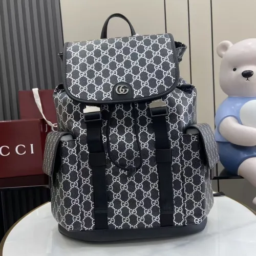 Gucci 839110 Grey GG Supreme Canvas Drawstring Flap Backpack #B66013