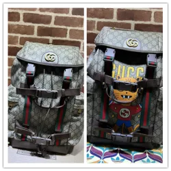 Gucci Original 690999 Backpack | Cute Cat Print GG Supreme Canvas Travel Bag #B60240