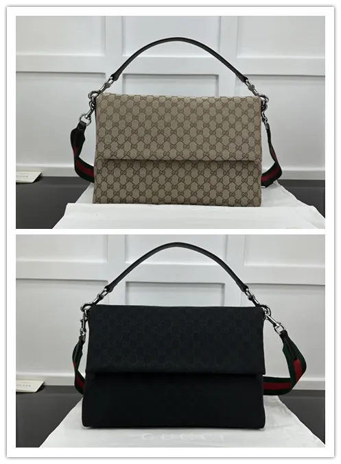 GG canvas large crossbody bag in beige and dark brown canva #B49670