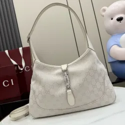 Gucci 863137 Ivory GG Supreme Canvas Hobo Shoulder Bag Adjustable Strap Handbag #B65975