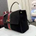 Gucci Black Suede Web Stripe Horsebit Top Handle Bag 875019 #B66546