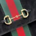 Gucci Black Suede Web Stripe Horsebit Top Handle Bag 875019 #B66546