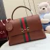 Gucci Brown Leather Web Stripe Horsebit Flap Handbag 875019 #B66560