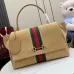 Gucci Brown Leather Web Stripe Horsebit Flap Handbag 875019 #B66560