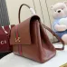 Gucci Brown Leather Web Stripe Horsebit Flap Handbag 875019 #B66560