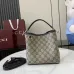 Gucci GG Emblem small bucket bag in beige and dark brown fabric #B50892
