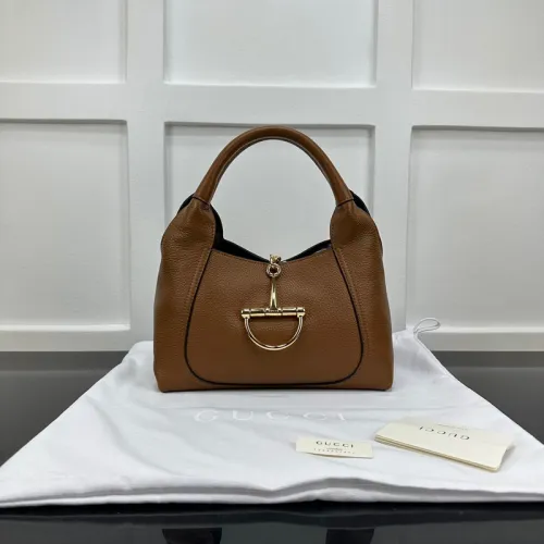 Gucci Softbit medium top handle bag in brown leather  #B49984