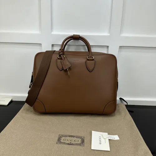GG Emblem briefcase in brown leather #B49565