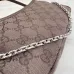Gucci 875847 Vintage GG Supreme Brown Canvas Silver Chain Underarm Shoulder Handbag #B66012