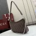 Gucci 875847 Vintage GG Supreme Brown Canvas Silver Chain Underarm Shoulder Handbag #B66012