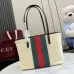 Gucci Beige Canvas Classic Web Stripe Small Tote Bag A0034E #B66550