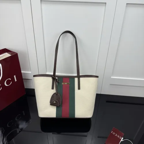 Gucci Beige Canvas Tote Bag with Web Stripe A0034E #B66144