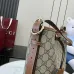 Gucci Beige/Ebony GG Supreme Canvas Bucket Bag with Brown Leather Trim and Adjustable Strap 847452 #B58327