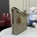Gucci Beige/Ebony GG Supreme Canvas Bucket Bag with Brown Leather Trim and Adjustable Strap 847452 #B58327