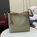 Gucci Beige/Ebony GG Supreme Canvas Bucket Bag with Brown Leather Trim and Adjustable Strap 847452 #B58327