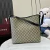 Gucci Beige/Ebony GG Supreme Canvas Bucket Bag with Brown Leather Trim and Adjustable Strap 847452 #B58327