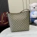 Gucci Beige/Ebony GG Supreme Canvas Bucket Bag with Brown Leather Trim and Adjustable Strap 848881 #B58326