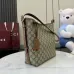 Gucci Beige/Ebony GG Supreme Canvas Bucket Bag with Brown Leather Trim and Adjustable Strap 848881 #B58326