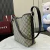 Gucci Beige/Ebony GG Supreme Canvas Bucket Bag with Brown Leather Trim and Adjustable Strap 848881 #B58326