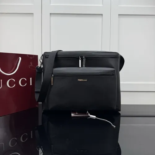 Gucci Black Leather Large Messenger Bag 875369 W37xH28xD13cm #B67186