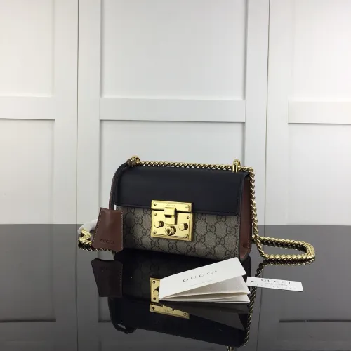 Gucci Canvas Leather Padlock Chain Crossbody Bag 409487 | W20×H12.5×D8cm #A69506