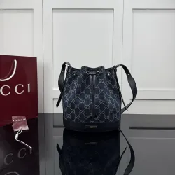 Gucci GG Denim Drawstring Bucket Bag 875237 #B66152
