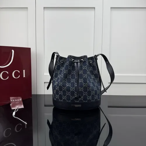 Gucci GG Denim Drawstring Bucket Bag 875237 #B66152