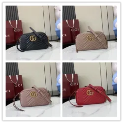 Gucci Red Quilted GG Metal Chain Crossbody Camera Bag 447632 #B66551
