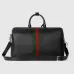 Gucci Black Leather Web Stripe Large Travel Duffle Bag 834460 #B66548