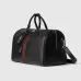 Gucci Black Leather Web Stripe Large Travel Duffle Bag 834460 #B66548