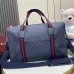 Gucci Navy Blue GG Supreme Canvas Duffle Bag with Red-Blue Web Stripes and Leather Accents 799871 #B58332