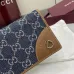 Gucci 821802 GG Denim Leather Trim Bi-fold Long Wallet Snap Card Holder Purse #B65977