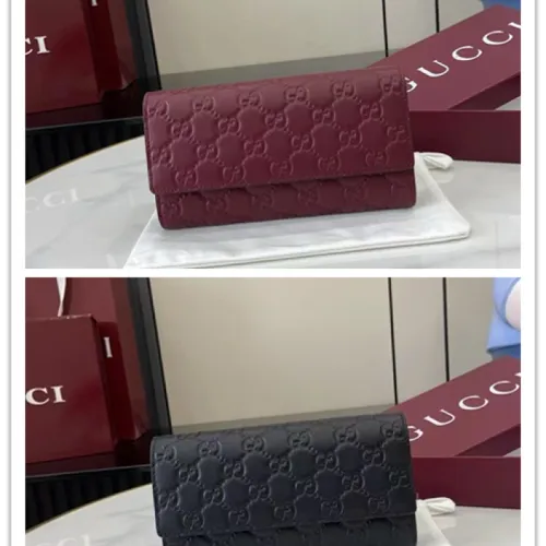 Gucci 847210 GG Embossed Leather Long Flap Wallet Multi Card Slots Clutch Purse #B65976