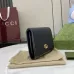 Gucci GG Canvas Compact Wallet with Black Leather Interior, Gold Accents, Classic Pattern & Multiple Card Slots for Women #B55976