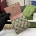Gucci GG Canvas Compact Wallet with Black Leather Interior, Gold Accents, Classic Pattern & Multiple Card Slots for Women #B55976