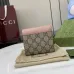 Gucci GG Canvas Compact Wallet with Black Leather Interior, Gold Accents, Classic Pattern & Multiple Card Slots for Women #B55976