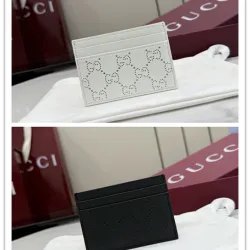 Gucci Perforated GG Leather Slim Bi Fold Card Wallet 876084 #B66556