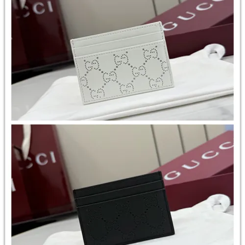 Gucci Perforated GG Leather Slim Bi Fold Card Wallet 876084 #B66556