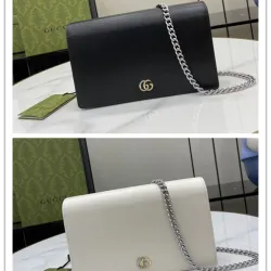 Gucci Black Textured Leather GG Marmont Mini Chain Bag size:20×12×4cm #B54010