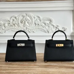 HERMES Kelly second-generation mini bags 19CM Black #B66576