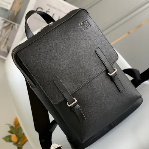 LOEWE Military backpack in soft grained calfskin Anthracite Size:39*28.5*11cm #B48950