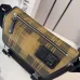 Loewe Flex Messenger Bag (822513) - Medium Size, Plaid Canvas & Suede, Anagram Logo, Adjustable Strap #B59971