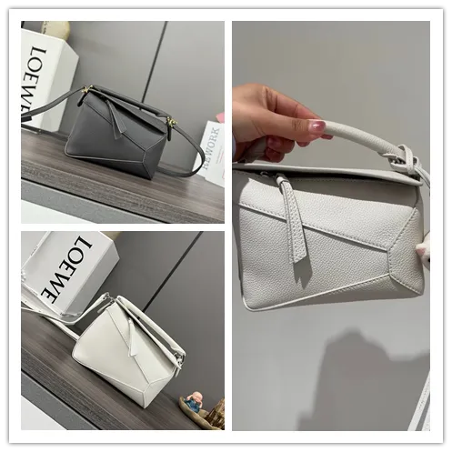 Loewe Mini Puzzle Edge bag in soft grained calfskin Grey #B50304