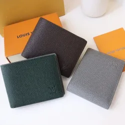  Style Slender Wallet - Monogram Taiga Leather Bifold Card Holder | 8 Card Slots + Paper Compartment (M81628) #B59489